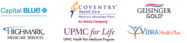 Featured Carrier Connections include Aetna/Coventry, Capital BlueCross, Geisinger, Highmark, UPMC, and Vibra HealthPlan. 